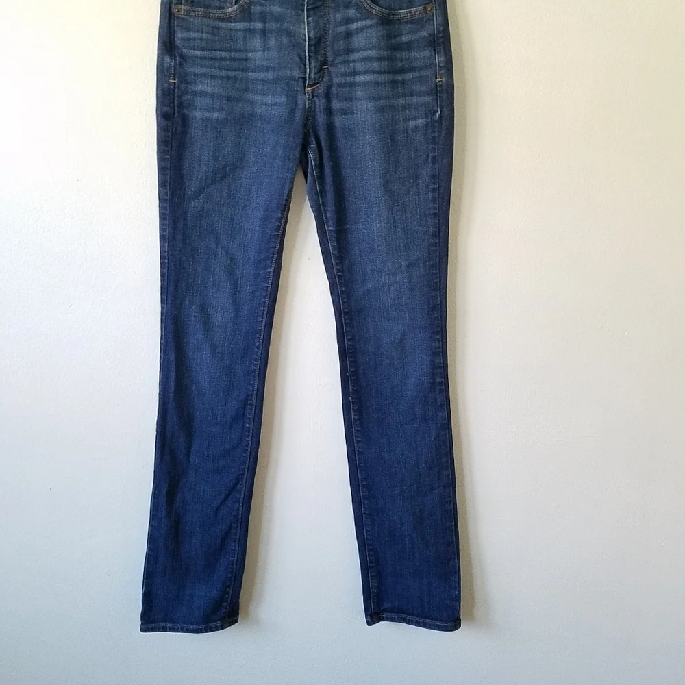 Spanx The Slim-X Straight Blue Midrise Dark Wash Denim Size 27 - Picture 5 of 12